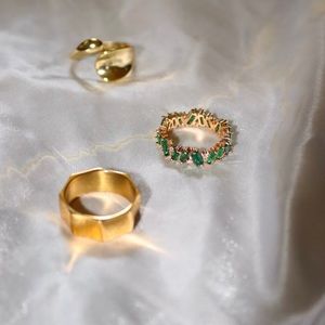 Stainless Steel Gold Plated Rings 3 Pack - SALE